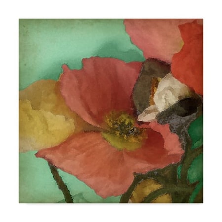 Jennifer Goldberger 'Aquatic Poppies I' Canvas Art,14x14